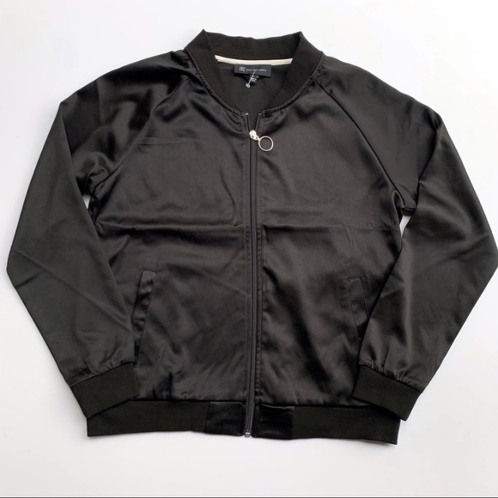 INC international Concepts black satin Bomber Jacket extra small xs